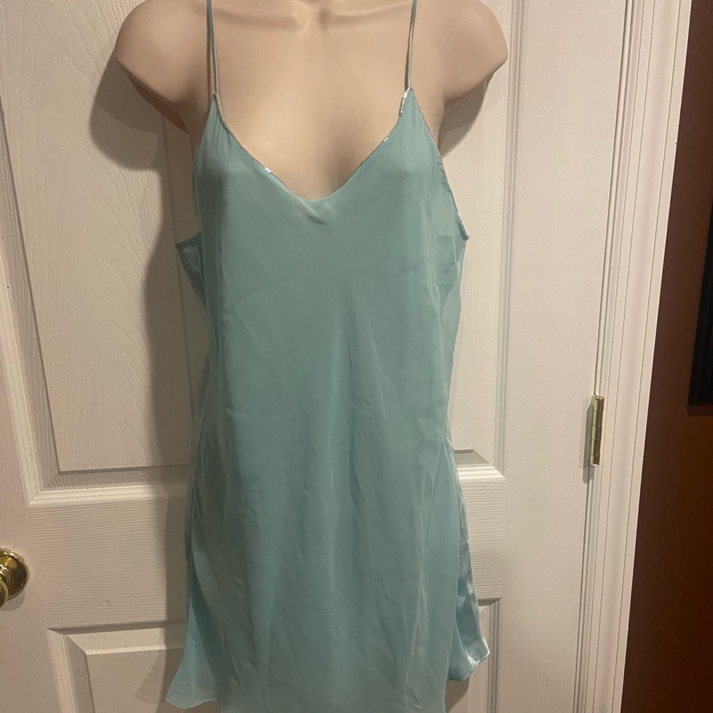 Elegant Light Blue Satin Chemise